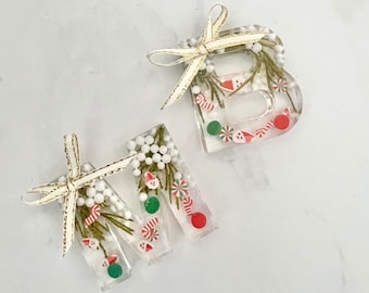 Christmas Collection keyring / Resin letter keychain / Letter Name Keychain