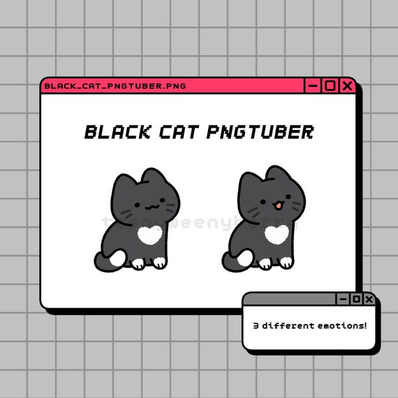Black Cat PNGTuber - Cute avatar for streaming | Twitch, Youtube | Instant Download