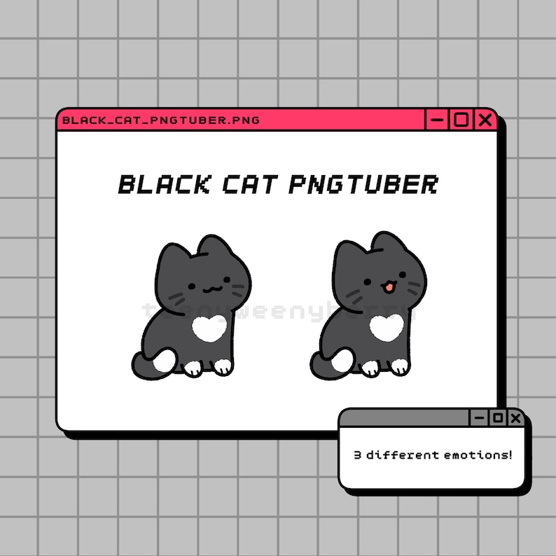 cute little black kitty cat pngtuber vtuber streaming video game. discord youtuber twitch obs veadotube. animal orange white grey cream calico. emotes panels animated simple. funny silly meme cozy pretty
