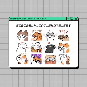 12 種類のかわいい猫の絵文字 - 面白い、ミーム、おどけた | Twitch、Youtube、Discord | すぐにダウンロード | さまざまな感情