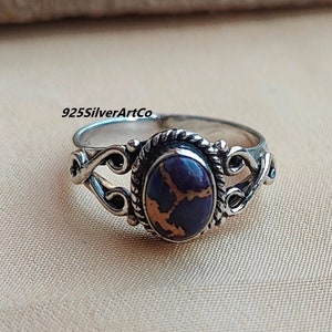 Lila Türkis Ring, massiver Silberring, perfekter Ring, Türkis Versprechen Ring, Ring für Frauen, Bandring Schmuck, zierlicher Ring, Kinderring