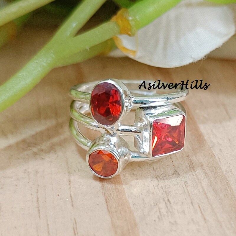 Red Stone Ring - Etsy