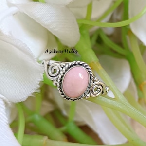 Designer Pink Opal Ring, Band Ring, 925 Silver Ring, Handmade Ring, Gemstone Ring, Special Occasion Ring, Boho Ring, Gift Ring, Pink Jewelry
