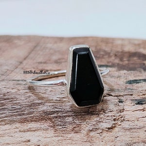 Schwarzer Onyx 925er Silber Ring: Handgemachter Boho Schmuck