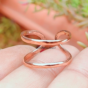 Solid Copper Double Knuckle Ring: Twist Splint Jewelry