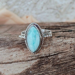 Larimar Ring, 925 Silver Ring, Handmade Ring, Larimar Jewelry, Gift Jewelry For Women, Boho Ring, Gemstone Jewelry, Designer Band Ring