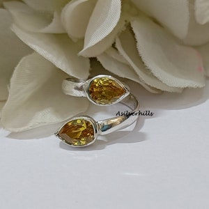 Citrine ring, Adjustable ring jewelry, 925 Silver Ring, Pear Citrine ring, Handmade Ring, Minimalist Ring, Rings For women, Boho ring, Gift