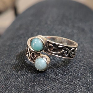 Larimar Ring, 925 Silver Ring, Handmade Ring, Larimar Jewelry, Designer Ring For Women, Boho Ring, Gemstone Jewelry, Designer Band Ring