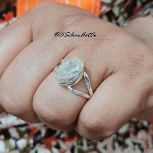 Natural Herkimer Diamond Ring, 925 Silver Ring, Rough Herkimer Ring, Tiny Ring, Girls Ring, Raw Herkimer Jewelry, Ring For Women, Gift Her