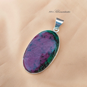 Ruby Zoisite Pendant, Handmade Pendent / Necklace, 925 Silver Pendant, Ruby Gemstone Jewelry,  Anniversary Gift, Statement Pendant Gifts her