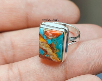 Handgemachte Auster Türkis Sterling Silber Ring: Kupfer Türkis Schmuck