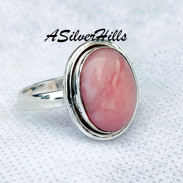 Pink Opal 925 Sterling Silver Ring, Thumb Ring, Handmade Ring, Pink Opal Gemstone Ring, Designer Ring, Gift For Women, Girls Ring