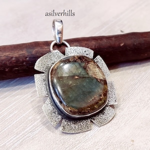 Lodolite Garden Quartz Necklace, 925 Sterling Silver Pendant, Designer Pendant, Bohemian Handmade Pendant, Lodolite Jewelry Gift For Her