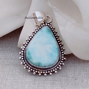 Larimar Pendant, 925 Sterling Silver Pendant, Handmade Pendant, Designer Pendant, Gift For Her, Women Pendant, Wedding Pendant, Boho Pendant
