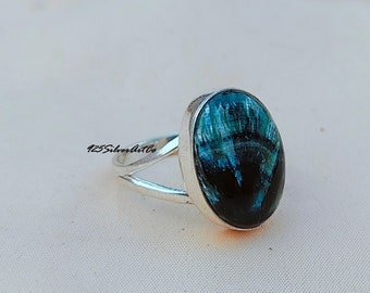 Handmade Seraphinite 925 Silver Band Ring