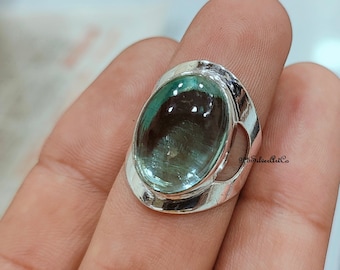 Handmade Oval Aquamarine Ring: 925 Sterling Silver Band