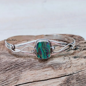 Abalone Bracelet: Handmade 925 Silver Bangle Jewelry