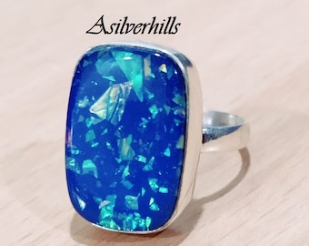 Australian Opal 925 Sterling Silver Ring - Handmade Designer Band