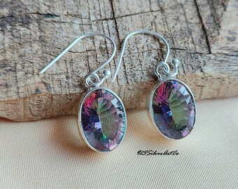BENIAMINO 925 Sterling Silver Mystic Topaz Earrings – Trillion Cut, VVS Clarity – Made In Brazil