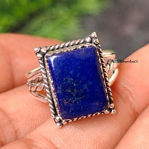 Handmade Lapis Lazuli Ring: 925 Sterling Silver Boho Jewelry