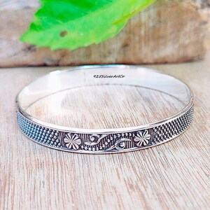 925 Sterling Silver Bangles, Boho Design Bangles, Stackable Bangles, Silver Bangle for Her~ him, Handmade Bangles for Gift on Christmas,***