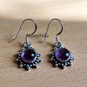Amethyst Earring, 925 Silver Earring, Amethyst Boho Earring Jewelry, Antique Earring, Wedding Earring, Earring For Girls, Purple Amethyst..