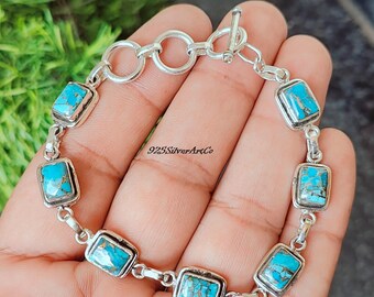 Hanary Braccialetto Donna In Turchese Sintetico Ovale – Gioielli Boho Vintage, Regolabile, Eleganza Per Ogni Occasione