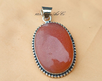 Boho Sunstone Pendant: Handmade 925 Sterling Silver Necklace