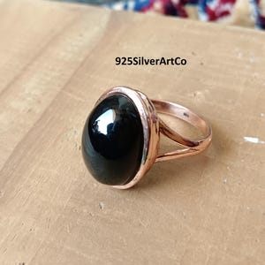 Designer Copper Black Onyx Ring, Beautiful Handmade Ring, Oval Gemstone Ring, Copper Jewelry, Women Ring, Onyx Jewelry, Wedding Gift For Her