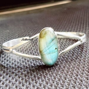 Labradorite Bangle, Handmade Bangle, , Labradorite Bracelet, Gemstone Bangle, 925 Sterling Silver Bangle, Adjustable Bangle, Christmas Gift
