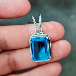 Blue Topaz Pendant, 925 Sterling Pendant, Faceted Gemstone Pendant, Statement Pendant, Women Boho Jewelry, Blue Topaz Jewelry, Gifts