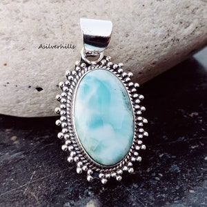 Larimar Pendant, 925 Sterling Silver Pendant, Gift For Her, Women Pendant, Gift Jewelry, Designer Pendant, Gift Jewelry, Wedding Pendant