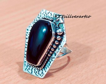 Handmade Black Onyx 925 Sterling Silver Ring