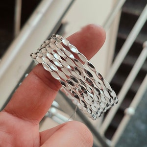 Handmade Hammered Sterling Silver Bangle Set - Stackable Jewelry