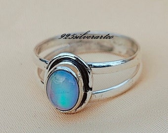 Handmade Aurora Opal Ring: 925 Sterling Silver Statement Jewelry