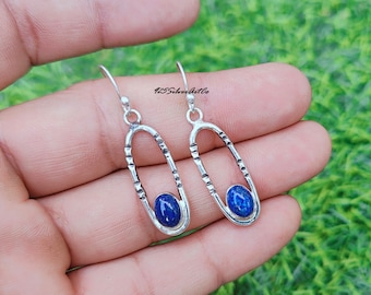 Lapis Lazuli Earring, 925 Silver Earring, Drop Earring, Oval Lapis Earring, Handmade Jewelry, Gifts For Mom, Women Jewelry Blue Jewelry Gift