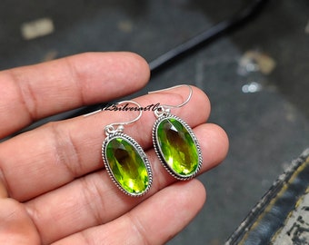 Orecchini A Farfalla In Argento 925 Con Peridoto Naturale – Fatti A Mano, Forma Marquise, Gioielli Etnici Indiani