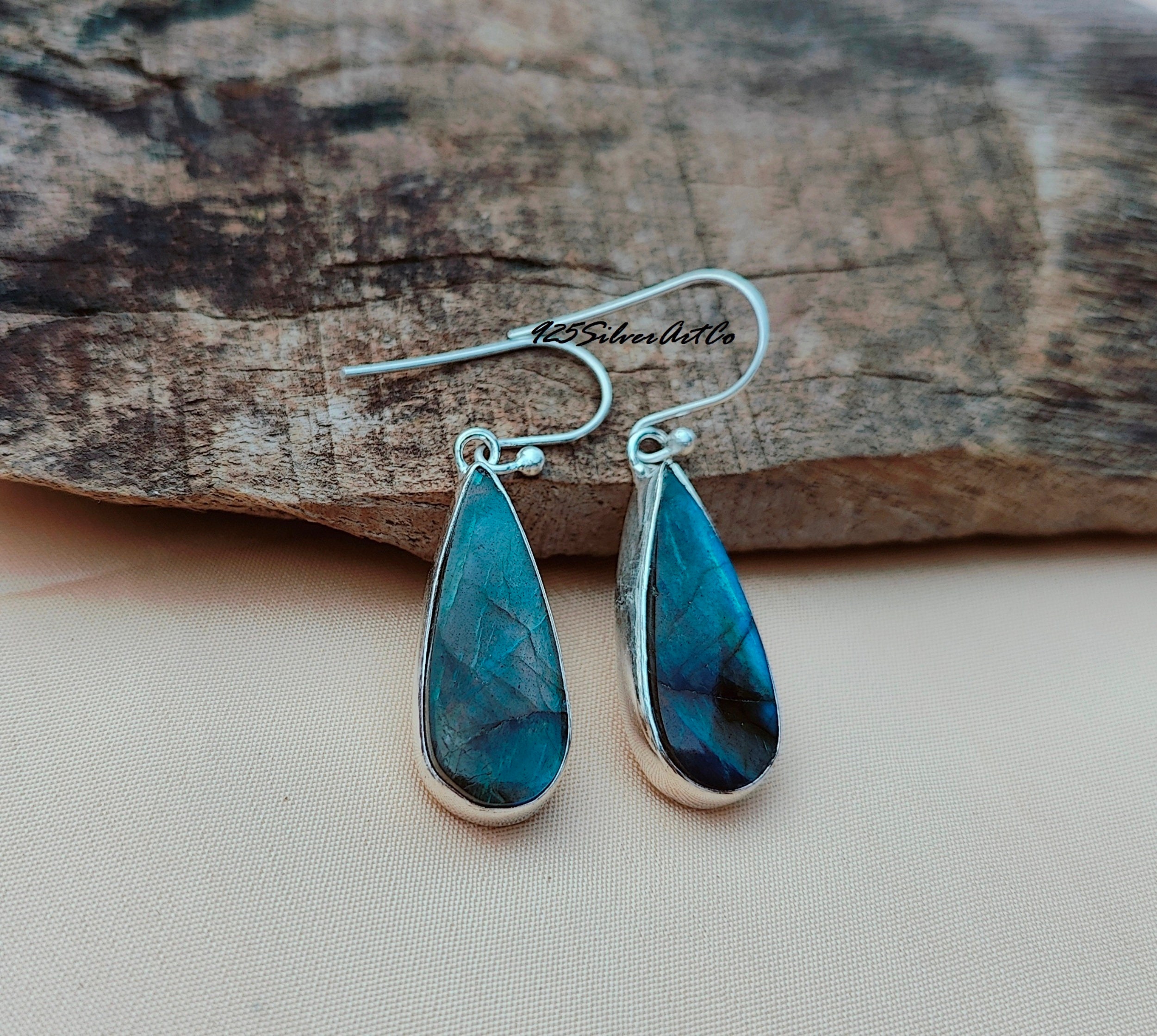 Collana In Labradorite Norvegese Grigia Rotonda (Larvikite) Con Argento Sterling