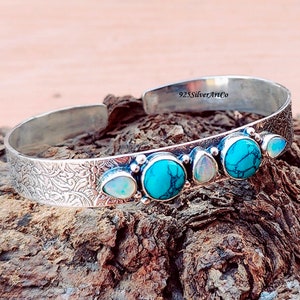 Handmade Sterling Silver Bangle: Ethiopian Opal & Turquoise Cuff