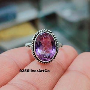 Amethyst Ring, 925 Stealing Silver Ring, Oval Amethyst Jewelry, Handmade Ring, Designer Ring, Beautiful Ring, Engagement Gift For Women,