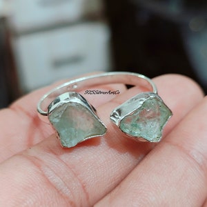 Raw Aquamarine Sterling Silver Ring, Raw Aquamarine Birthstone Ring, Handmade Ring Jewelry For Women, Aquamarine Ring Christmas Gift