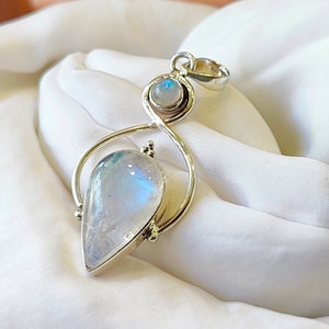 Pear Moonstone Pendant: 925 Sterling Silver, Natural Stone