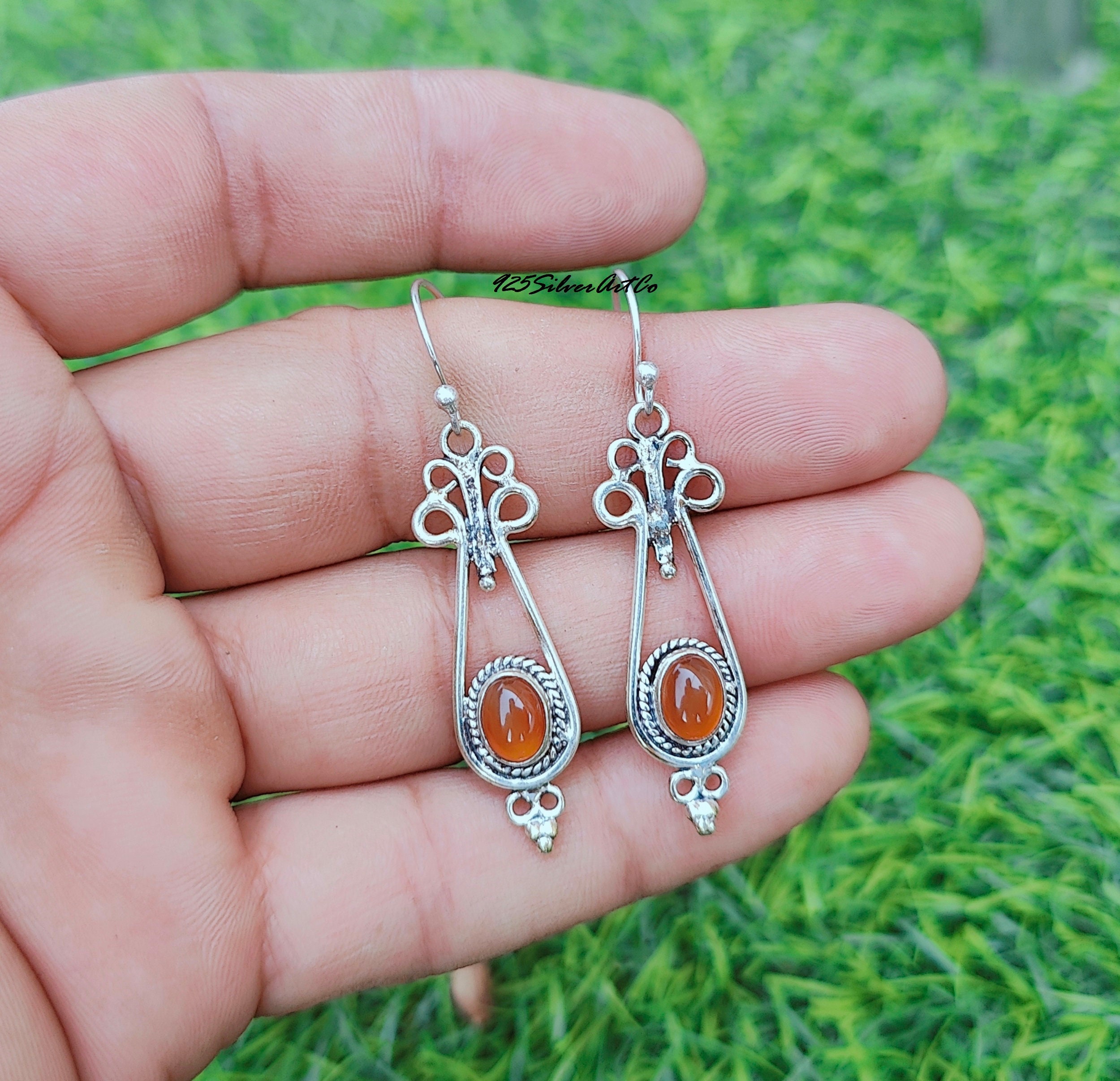 Orecchini pendenti/a goccia vintage in argento sterling 925 con intarsio a mosaico in opale blu - Italia