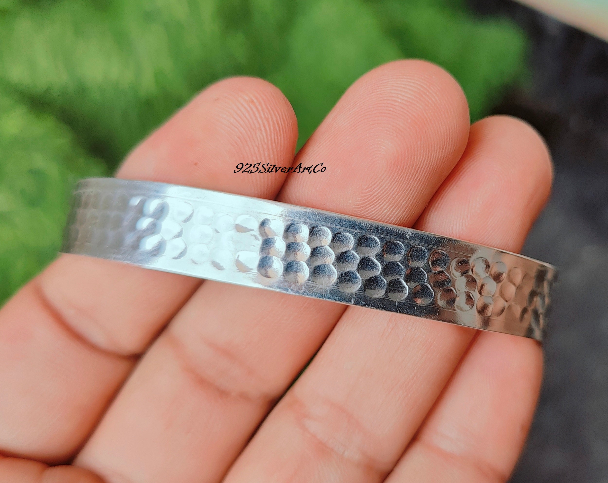 Gold Kada 925 Silver Mens Kada Bracelet Silver Vintage German Made