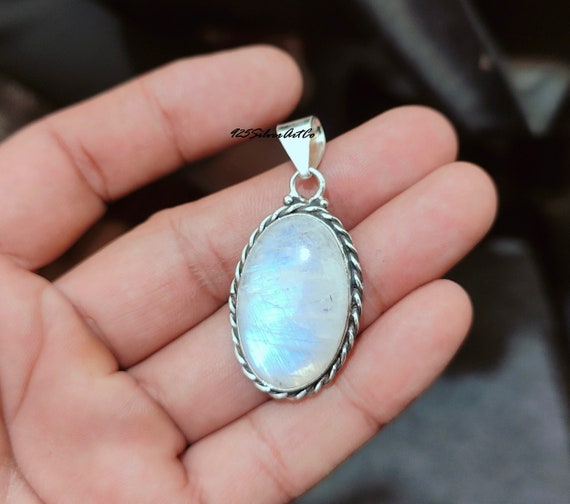 Pendentif Pierre De Lune Ovale Argent 925 Camille - Neuf Avec étiquettes, France Minéraux