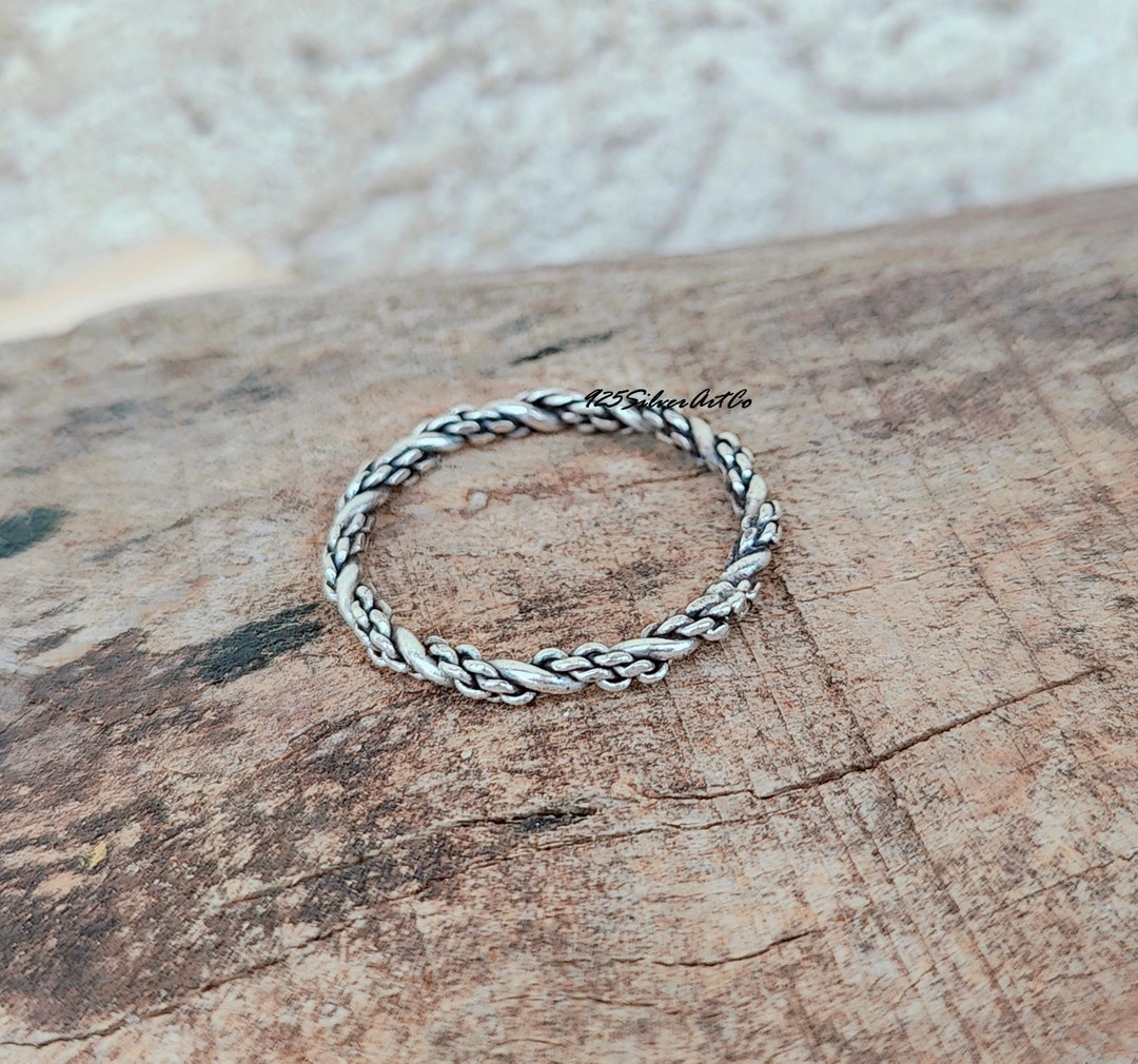 Twisted Wire Rings Oxidized Sterling Silver Twisted Wire Ring: Handcrafted Braid Band - Etsy