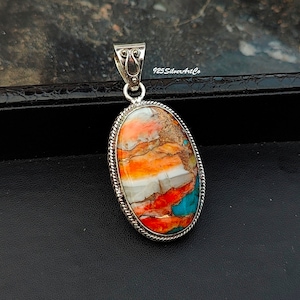 Oyster Copper Turquoise Pendant, Handmade Designer Pendant, Silver Gift Jewelry For Women & Girl's, Natural Stone, Amazing Pendant,