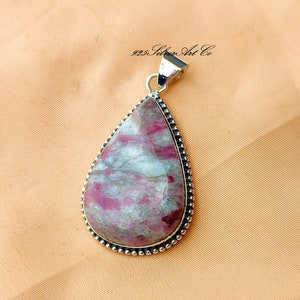 Pretty Thulite Gemstone Pendant, 925 Silver Necklace, Natural Gemstone Pendant, Thulite Handmade Jewelry, Pendant Gifts For Women, Gifts Her