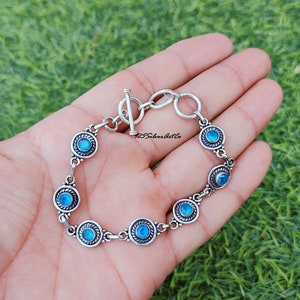 Blue Topaz Bracelet, 925 Silver Bracelet, Handmade Bracelet, Perfect Gift, Anniversary Bracelet, Gemstone Bracelet, Eight Stone Bracelet