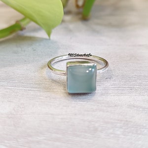 Aquamarine Ring, 925 Sterling Silver, Handmade Ring, Square Shape Aquamarine, Beautiful Ring, Silver Gift  Jewelry, Promise Ring,